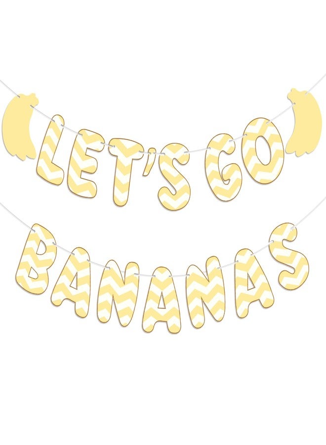 Epakh Lets Go Bananas Banner Gold Banana Fruit Themed Banner for Fruit Birthday Baby Shower Party Supplies (Yellow, 16.4ft Long) - Image 1